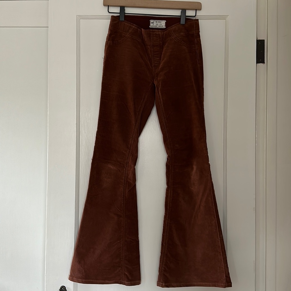 Free People Pull On Corduroy Flare pants- Rusty maroon - size 24